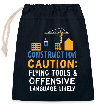 Construction Attention Flying Tools & Offensive - Sac cadeau en coton avec cordon (25 x 30 cm) - bleu marine - Devant