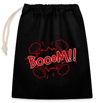 comic boom - Closable cotton gift bag (25x30cm) - black - Front