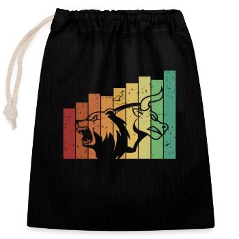 Bull Bear Day Trader Investor Broker Stock Market - Closable cotton gift bag (25x30cm) - black - Front
