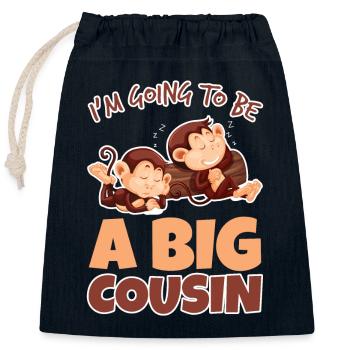 cousin - Sac cadeau en coton avec cordon (25 x 30 cm) - bleu marine - Devant