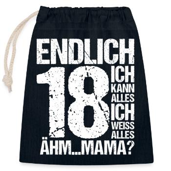 Endlich 18. Geburtstag Ich Kann Alles 18 Jahre - Verschließbarer Geschenkbeutel aus Baumwolle (25x30cm) - Navy - Vorne