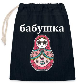 бабушка Babuschka Babushka Russische Oma Russisch - Verschließbarer Geschenkbeutel aus Baumwolle (25x30cm) - Navy - Vorne