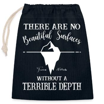 Schreckliche Tiefe | Nietzsche - Verschließbarer Geschenkbeutel aus Baumwolle (25x30cm) - Navy - Vorne