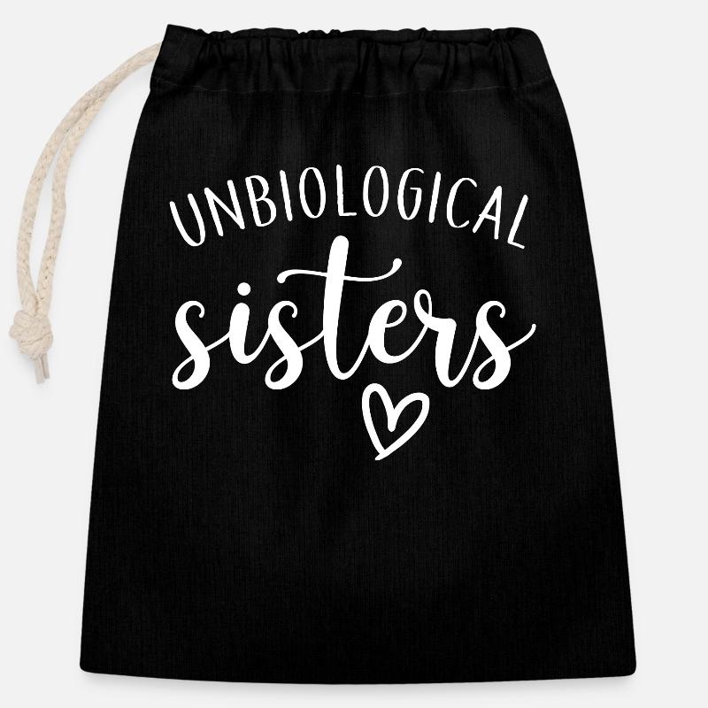 Unbiological Sisters - Closable cotton gift bag (25x30cm) - black