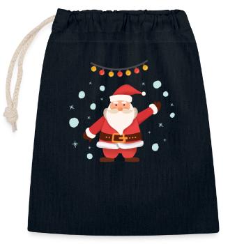 Noël mignon dessin animé hiver père noël cadeau - Sac cadeau en coton avec cordon (25 x 30 cm) - bleu marine - Devant