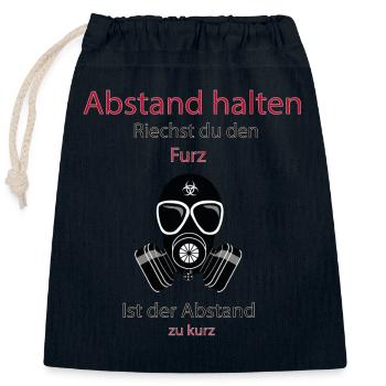 Abstand halten - riechst du den Furz - Verschließbarer Geschenkbeutel aus Baumwolle (25x30cm) - Navy - Vorne
