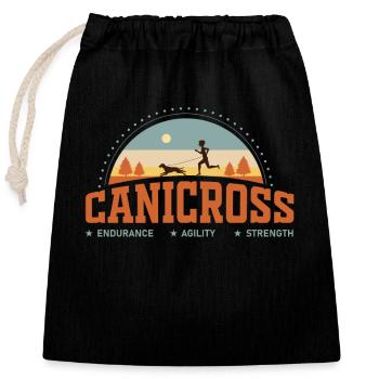 canicross, canicross Pfad, Hunde - Verschließbarer Geschenkbeutel aus Baumwolle (25x30cm) - Schwarz - Vorne