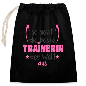 So sieht die beste Trainerin der Welt aus Trainer - Verschließbarer Geschenkbeutel aus Baumwolle (25x30cm) - Schwarz - Vorne