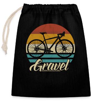 Gravelbike Gravel Vélo vélo de vélo cadeau rétro - Sac cadeau en coton avec cordon (25 x 30 cm) - noir - Devant
