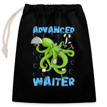 Funny sayings for waiter, waitress, waitress - Closable cotton gift bag (25x30cm) - black - Front