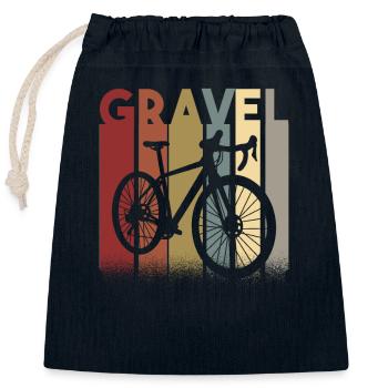 Gravel vélo Gravel vélo de route vélo cadeau rétro - Sac cadeau en coton avec cordon (25 x 30 cm) - bleu marine - Devant