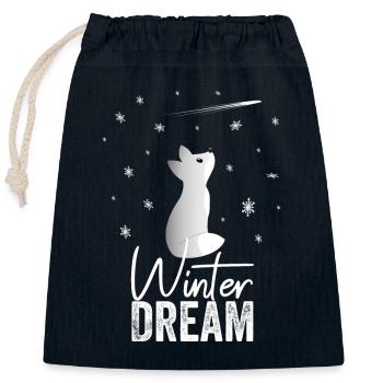 Winter Dream Ein Süßer Schneefuchs Beobachtet - Verschließbarer Geschenkbeutel aus Baumwolle (25x30cm) - Navy - Vorne