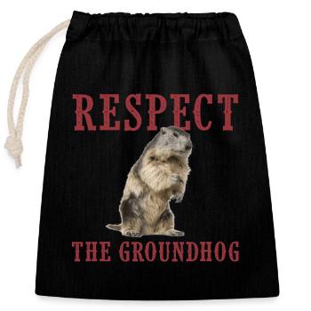 groundhog day, marmot day 2021, shadow - Closable cotton gift bag (25x30cm) - black - Front
