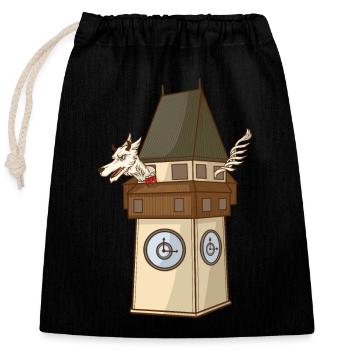 Styrian Panther at the Graz Clock Tower – Styria - Closable cotton gift bag (25x30cm) - black - Front