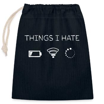 Things I Hate - Closable cotton gift bag (25x30cm) - navy - Front