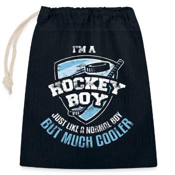 Garçon de hockey - Sac cadeau en coton avec cordon (25 x 30 cm) - bleu marine - Devant