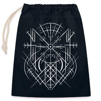 Vegvisir Runic Compass Celts Viking Web Wyrd - Closable cotton gift bag (25x30cm) - navy - Front