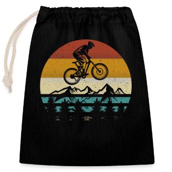 Fahrrad MTB Mountain Bike Mountainbike BMX retro - Verschließbarer Geschenkbeutel aus Baumwolle (25x30cm) - Schwarz - Vorne