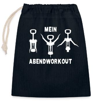 Mein Abendworkout Wein Korkenzieher Geschenk Wein - Verschließbarer Geschenkbeutel aus Baumwolle (25x30cm) - Navy - Vorne