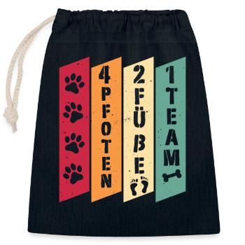 4 paws 2 feet 1 team dog walker dog owner - Closable cotton gift bag (25x30cm) - navy - Front