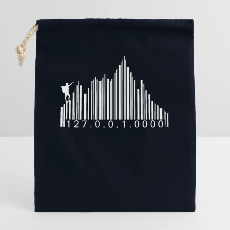 Barcode Berge Code Wandern Wanderer Strichcode Verschließbarer Geschenkbeutel aus Baumwolle (25x30cm)