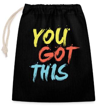 Tu peux le faire - Sac cadeau en coton avec cordon (25 x 30 cm) - noir - Devant