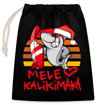 Requin surfeur Mele Kalikimaka - Sac cadeau en coton avec cordon (25 x 30 cm) - noir - Devant