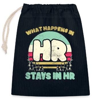 What Happens In HR Stays In HR - Closable cotton gift bag (25x30cm) - navy - Front
