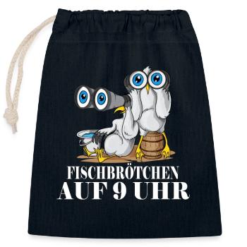 Moin plattdeutsch norddeutsch Möwen Fischbrötchen - Verschließbarer Geschenkbeutel aus Baumwolle (25x30cm) - Navy - Vorne
