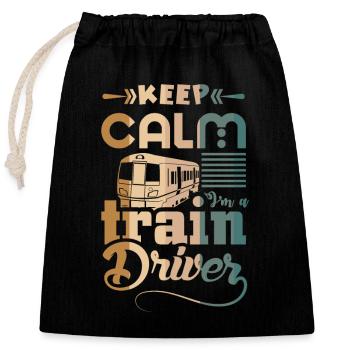 Train driver - Closable cotton gift bag (25x30cm) - black - Front