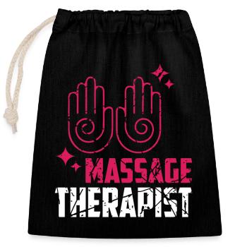 Massagen Therapie mit Händen - Verschließbarer Geschenkbeutel aus Baumwolle (25x30cm) - Schwarz - Vorne