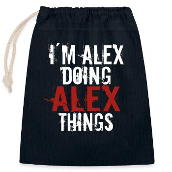 Im Alex fait des choses à Alex - Sac cadeau en coton avec cordon (25 x 30 cm) - bleu marine - Devant