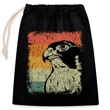Vintage Falcon Wild Animal Bird Gift - Closable cotton gift bag (25x30cm) - black - Front
