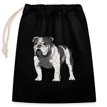 Englische Bulldogge - Verschließbarer Geschenkbeutel aus Baumwolle (25x30cm) - Schwarz - Vorne