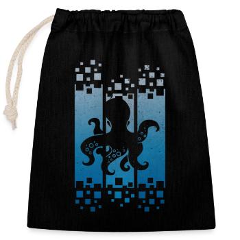 Conception de poulpe - Sac cadeau en coton avec cordon (25 x 30 cm) - noir - Devant