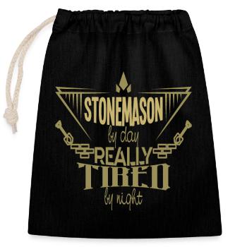 Tailleur de pierre - Sac cadeau en coton avec cordon (25 x 30 cm) - noir - Devant