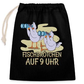 Moin plattdeutsch norddeutsch Möwen Fischbrötchen - Verschließbarer Geschenkbeutel aus Baumwolle (25x30cm) - Schwarz - Vorne