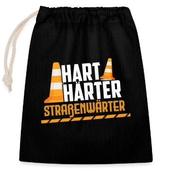 Bau Arbeiter Hart Härter Straßenwärter Straßenbau - Verschließbarer Geschenkbeutel aus Baumwolle (25x30cm) - Schwarz - Vorne