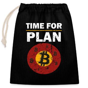 Bitcoin Time for Plan B Krypto Crypto Blockchain - Verschließbarer Geschenkbeutel aus Baumwolle (25x30cm) - Schwarz - Vorne