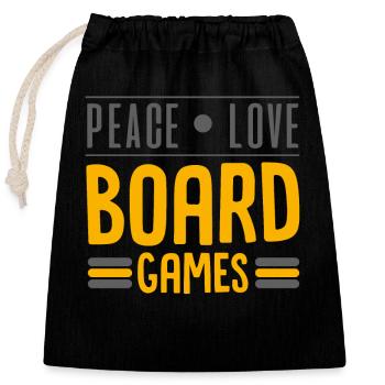 Board game, board game settlers, sheep, - Closable cotton gift bag (25x30cm) - black - Front