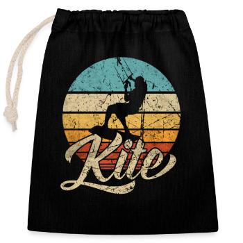 KITE Kiten Kiteboarding Kitesurfen Surf retro - Verschließbarer Geschenkbeutel aus Baumwolle (25x30cm) - Schwarz - Vorne
