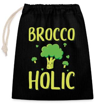Brokkoli Gemüse | Veganer Vegetarier Koch Geschenk - Verschließbarer Geschenkbeutel aus Baumwolle (25x30cm) - Schwarz - Vorne
