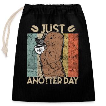 just anotter day Otter Kaffee Büro retro Geschenk - Verschließbarer Geschenkbeutel aus Baumwolle (25x30cm) - Schwarz - Vorne