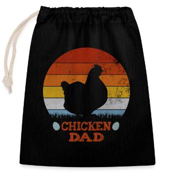 chicken Dad - Verschließbarer Geschenkbeutel aus Baumwolle (25x30cm) - Schwarz - Vorne