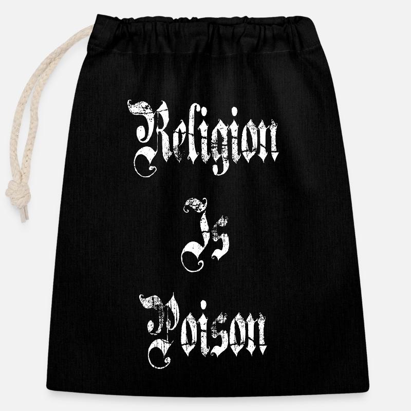 Religion Is Poison - Closable cotton gift bag (25x30cm) - black