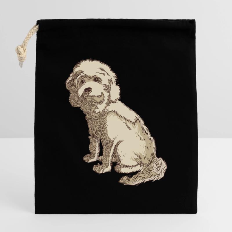 Cockapoo Hundezeichnung eines Cockapoo Verschließbarer Geschenkbeutel aus Baumwolle (25x30cm)