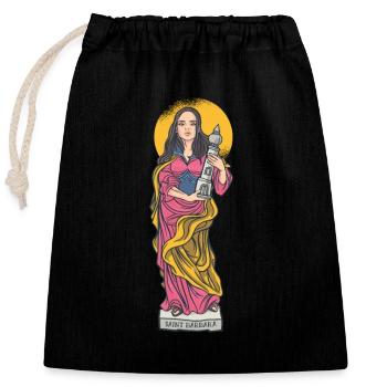 Portrait coloré de Sainte Barbara sur buste - Sac cadeau en coton avec cordon (25 x 30 cm) - noir - Devant