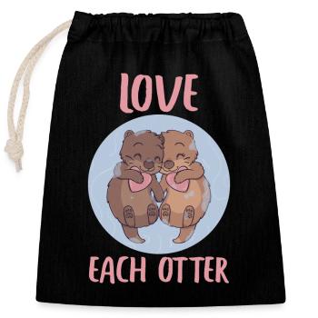 Otter Love Each Otter idée de cadeau animal mignon - Sac cadeau en coton avec cordon (25 x 30 cm) - noir - Devant