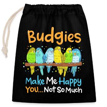 Budgerigar Parakeets Birds - Closable cotton gift bag (25x30cm) - black - Front