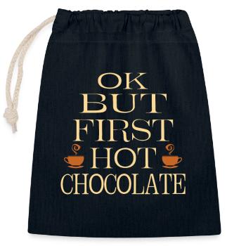 Hot chocolate - Closable cotton gift bag (25x30cm) - navy - Front